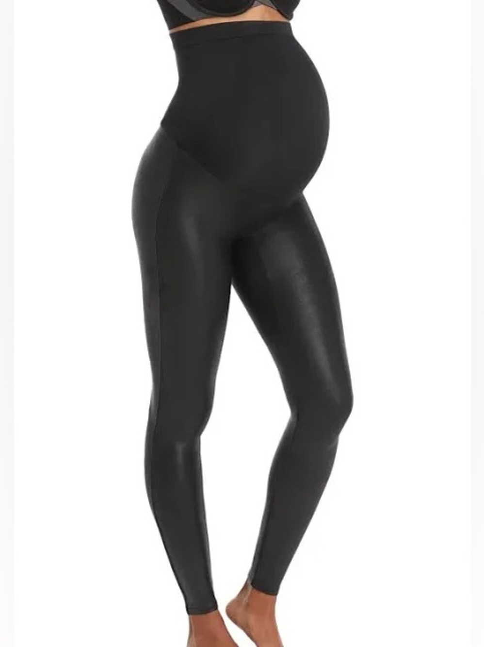 Spanx Faux Leather liquid maternity legging in black pants medium